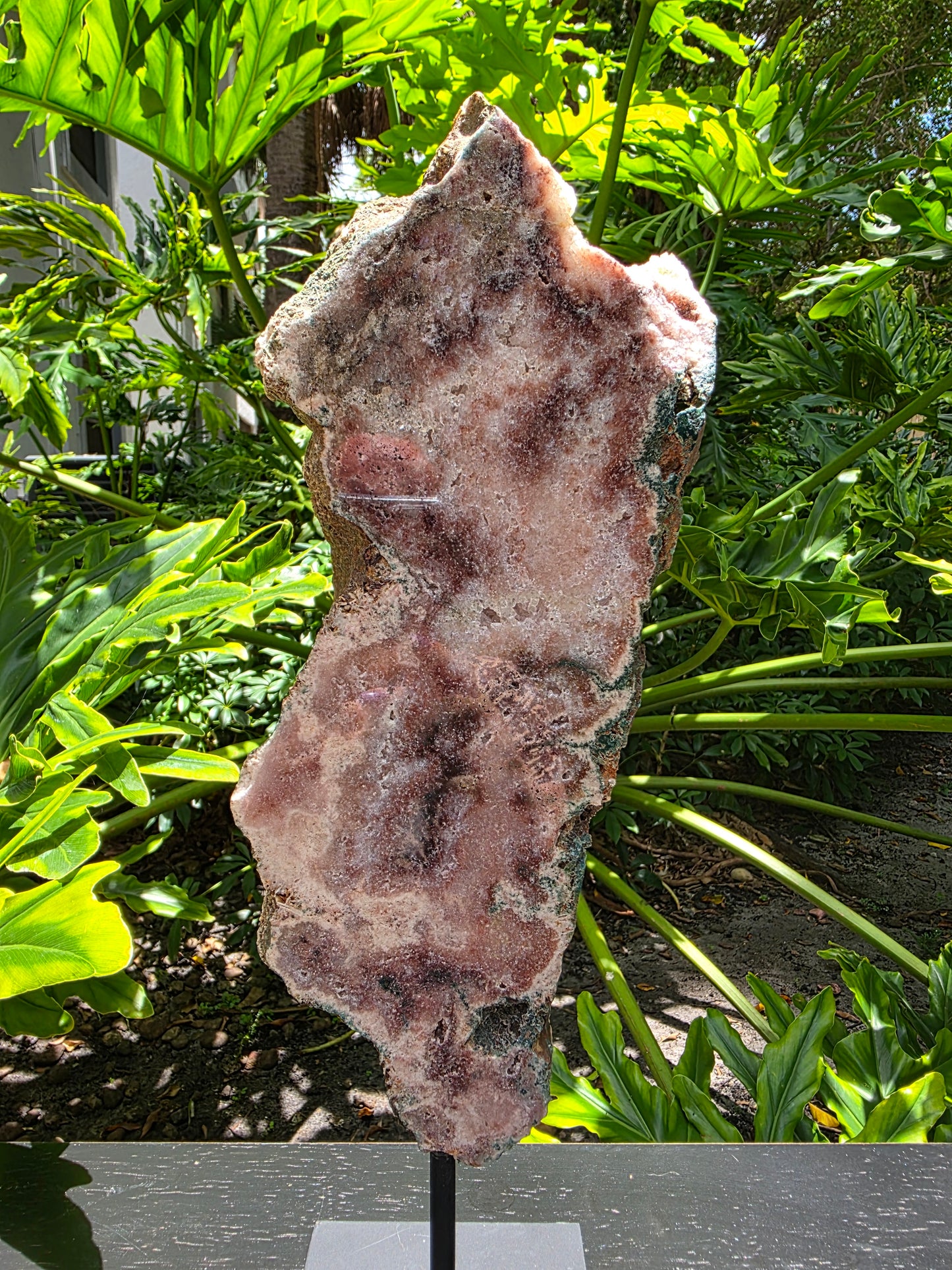 Pink Amethyst Slab on Stand – "Desert Bloom"