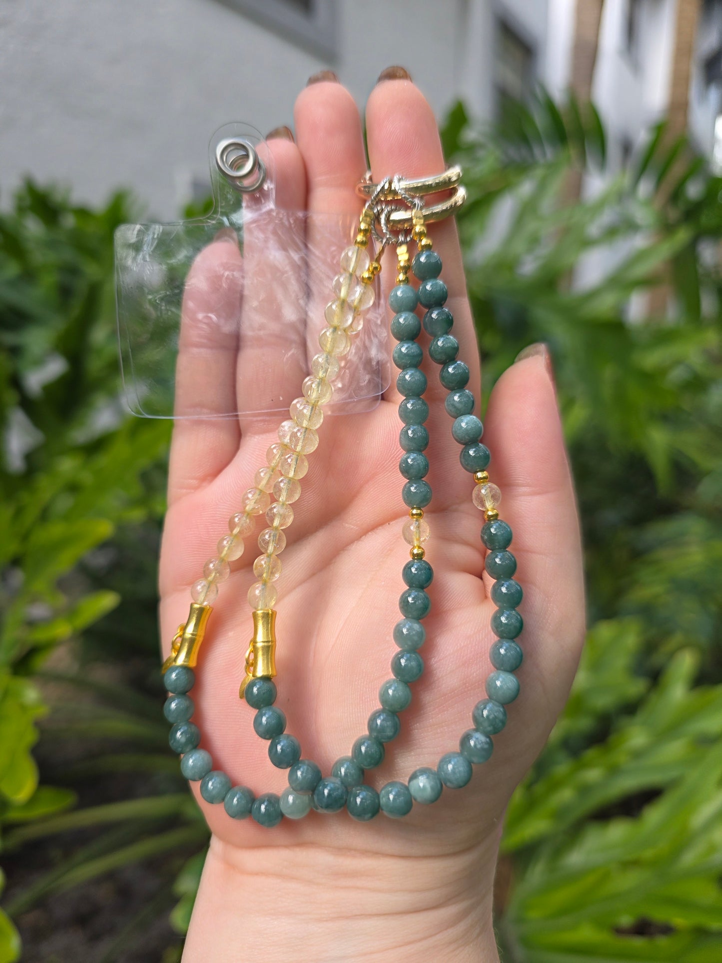 Blue Water Jade and Citrine Phone Chain