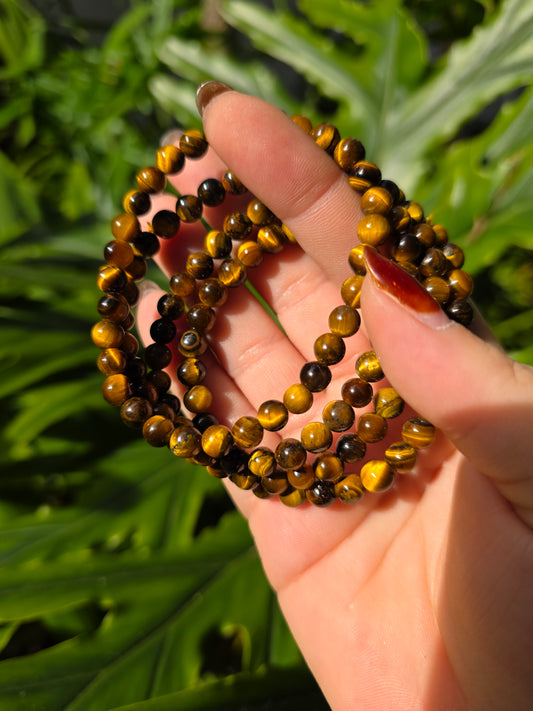 Tiger's Eye Beaded Bracelet • 6mm