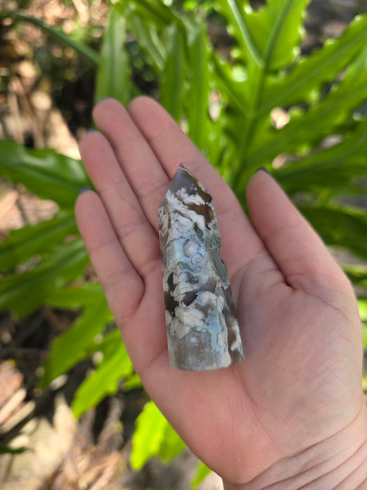Black Flower Agate Tower • Option E