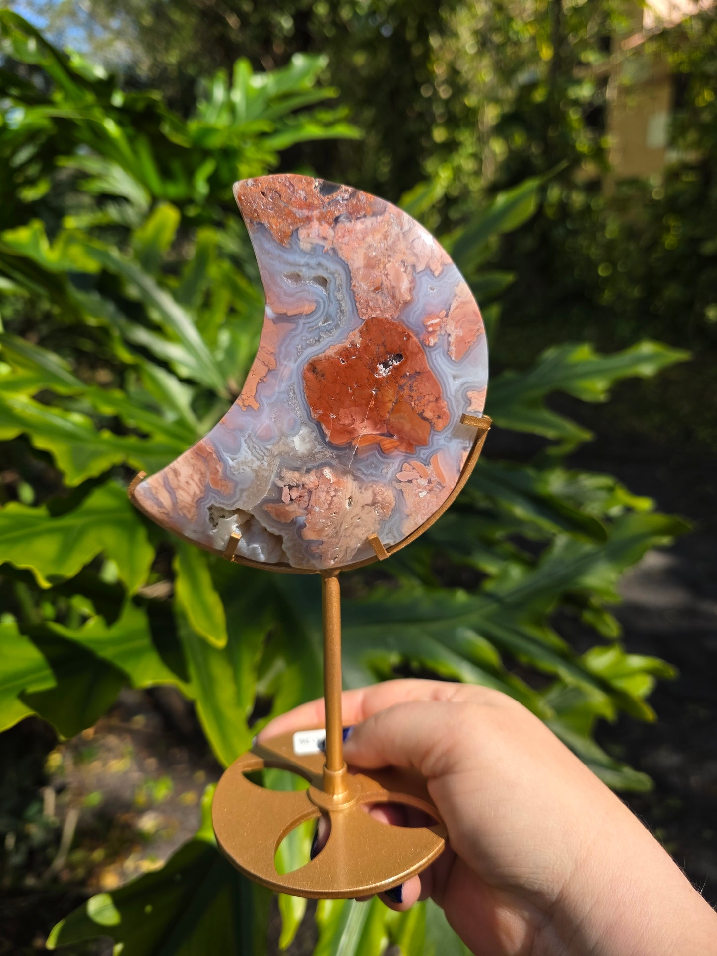 Cotton Candy Agate Crescent Moon • Option A
