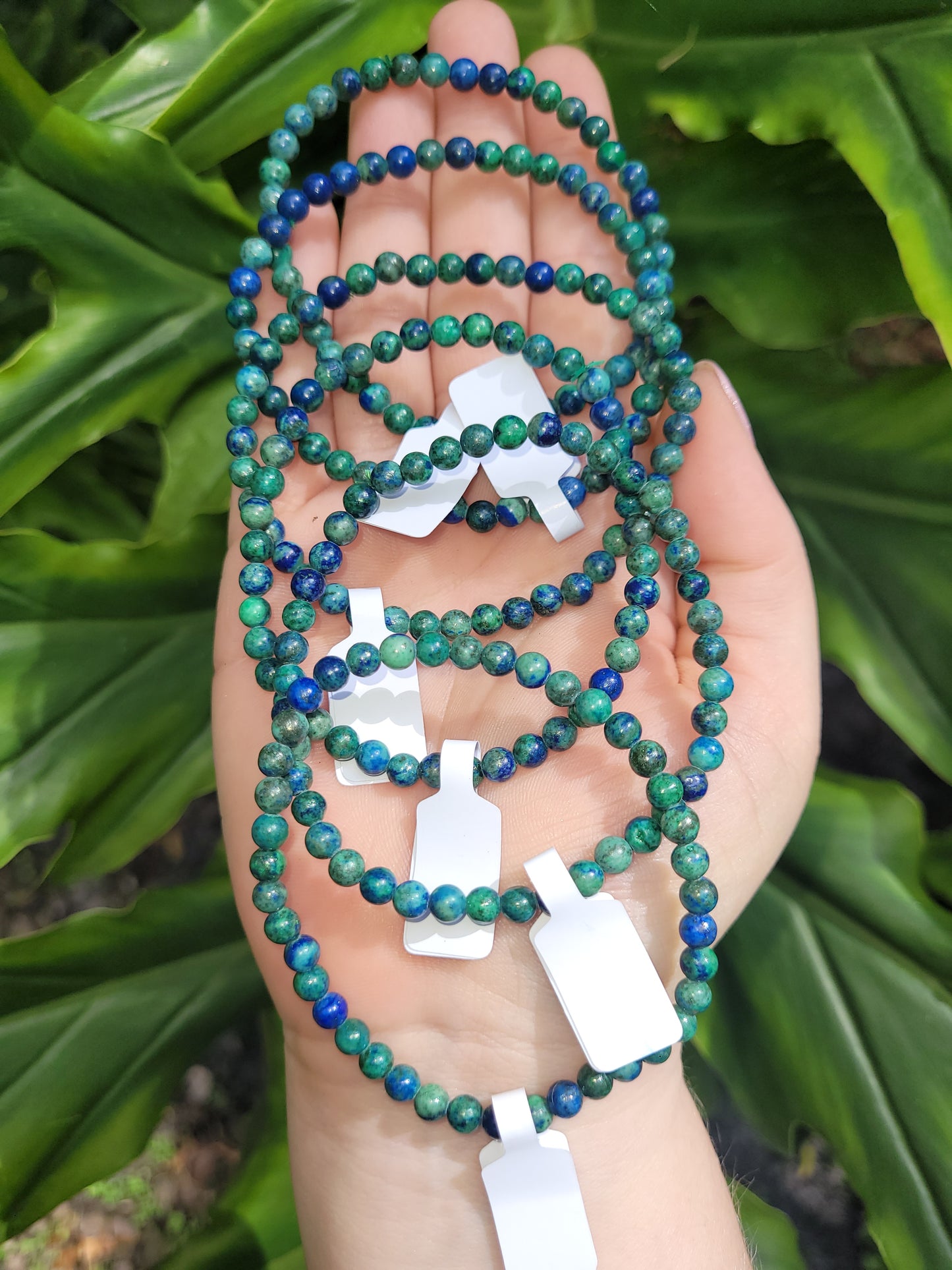 Azurite and Malachite Beaded Bracelet (4mm)