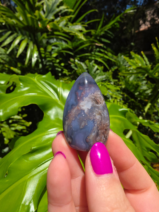 Blue Flower Agate Palm Stone • Option R • China