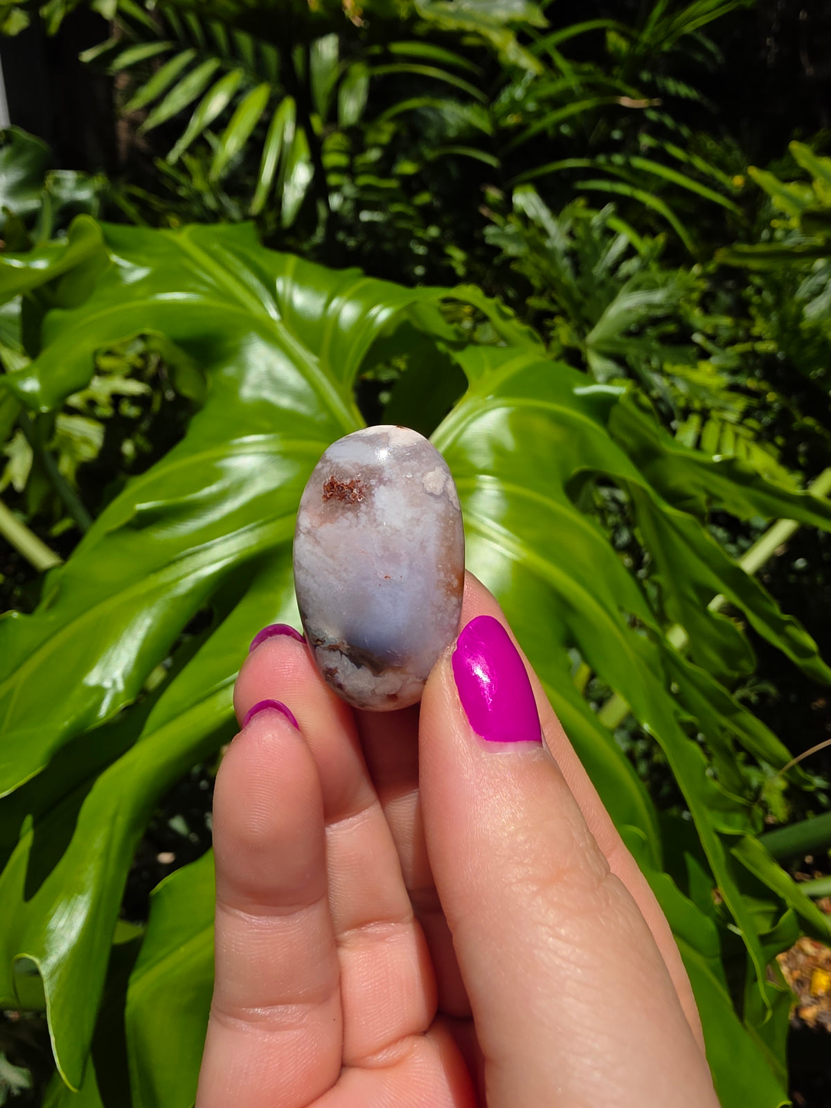 Blue Flower Agate Palm Stone • Option X • China