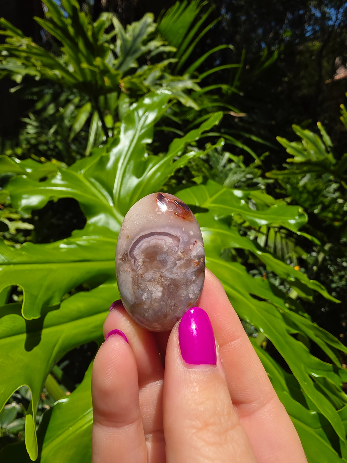Flower Agate Palm Stone • Option G • China