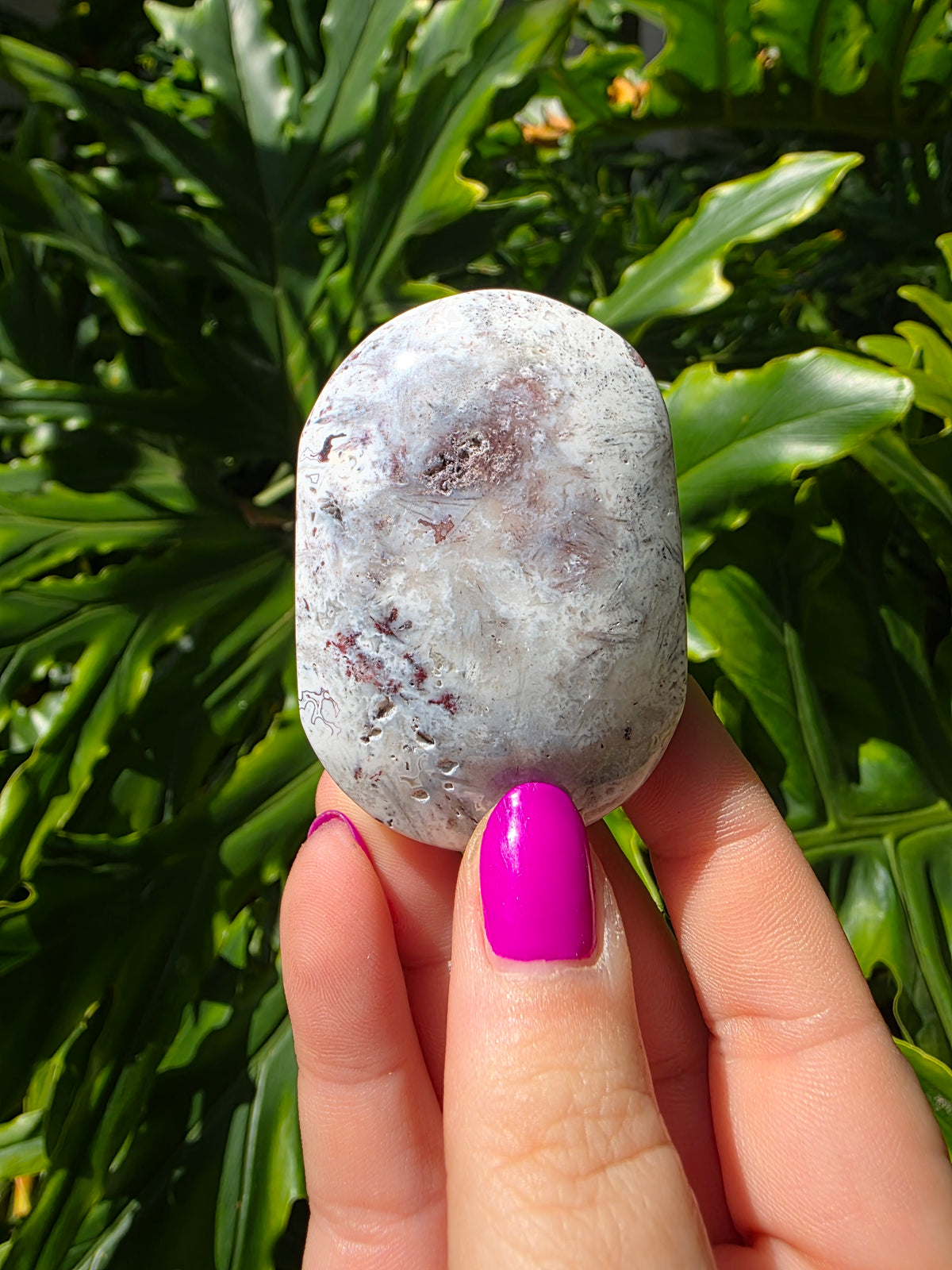 Red Crazy Lace Agate Palm Stone • Option KK
