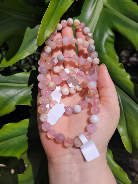 Flower Agate Beaded Bracelet (8mm)