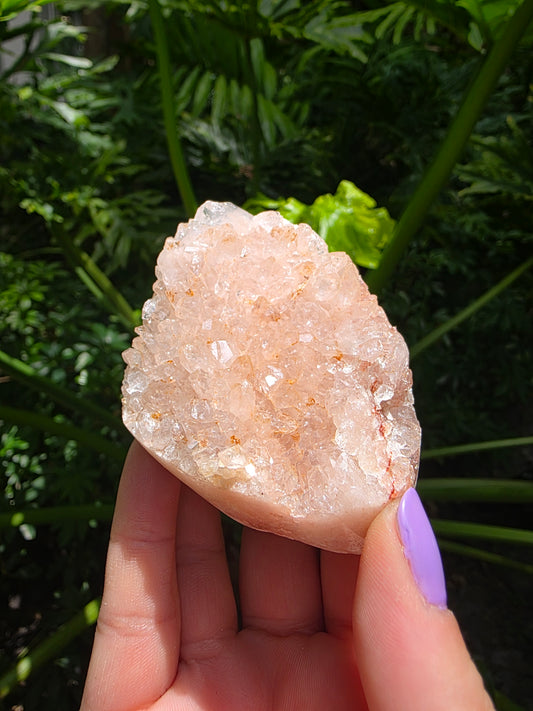 Pink Amethyst Free Form – “Peach Quartz Mist"