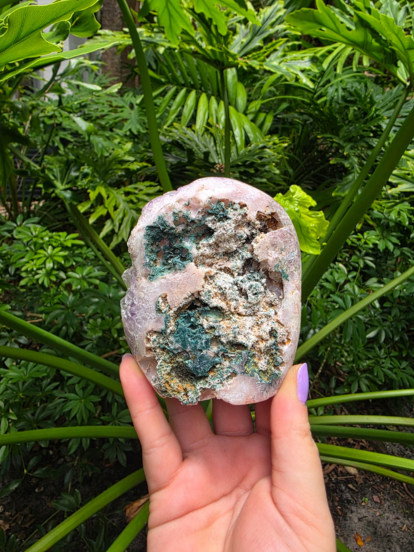 Pink Amethyst Free Form – “Verdant Bloom"