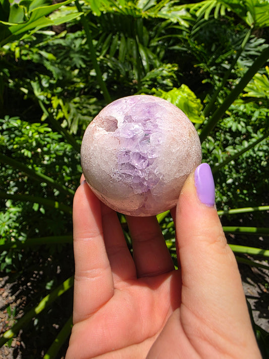 Pink Amethyst Sphere – "Violet Heart Bloom"