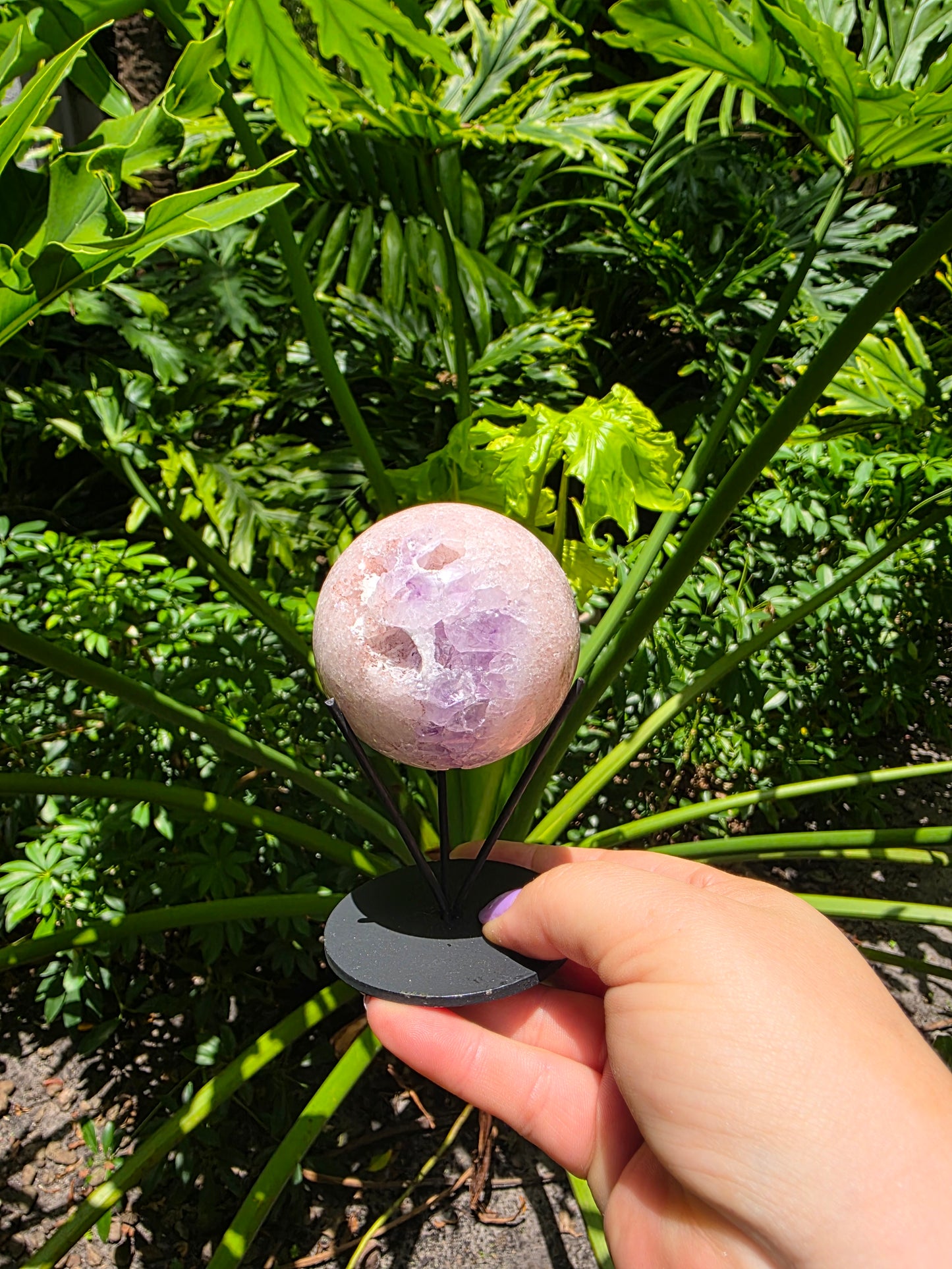 Pink Amethyst Sphere – "Violet Heart Bloom"