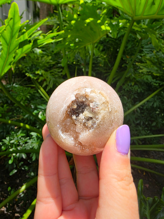 Pink Amethyst Sphere – "Honey Blush Cave"