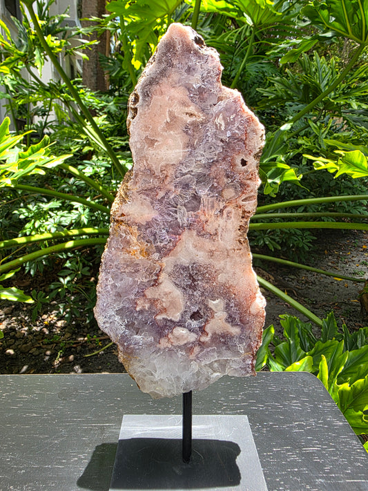 Pink Amethyst Slab on Stand – "Towering Tranquility"