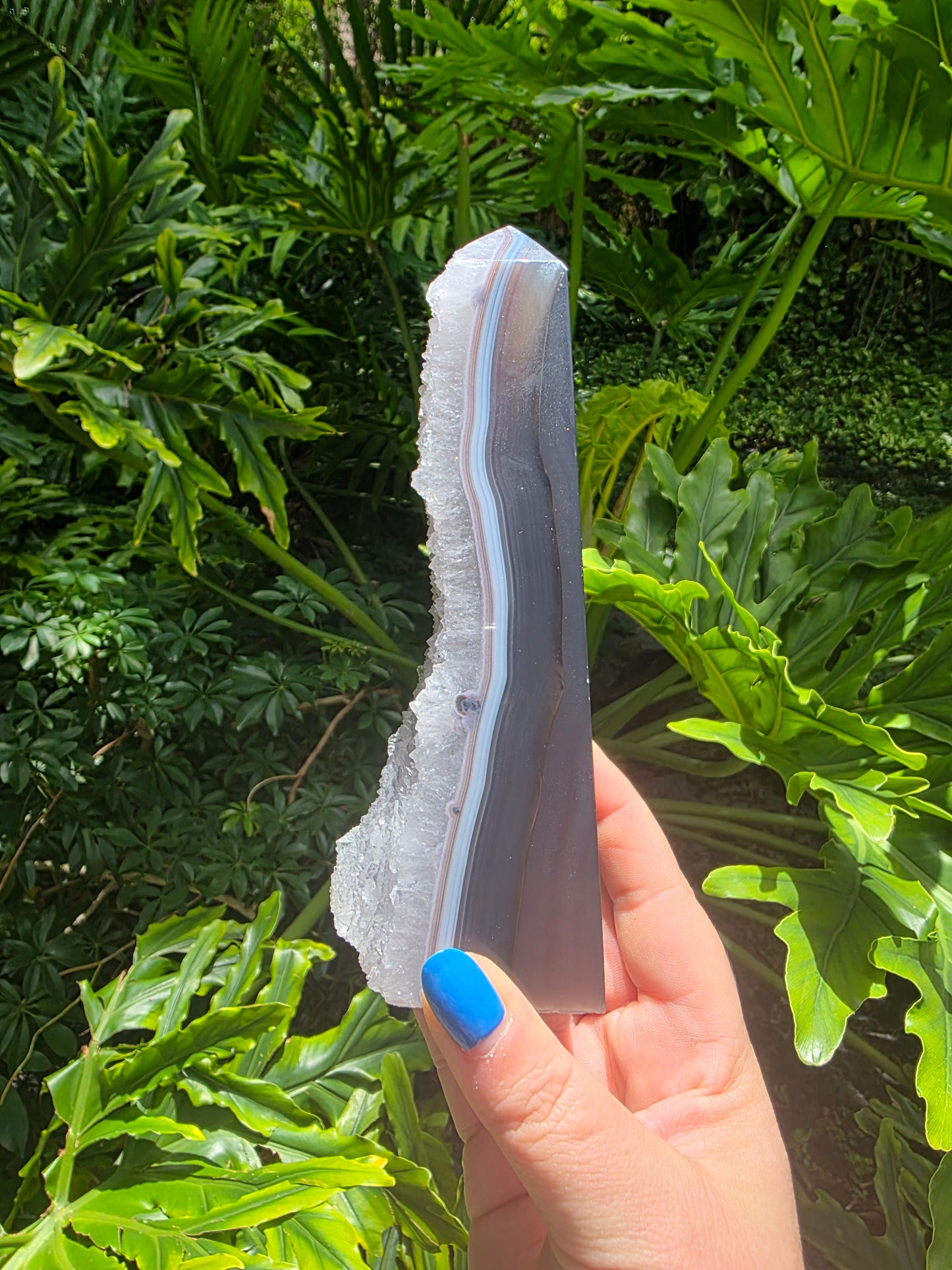 Riftline – High-Banded Druzy Agate Obelisk