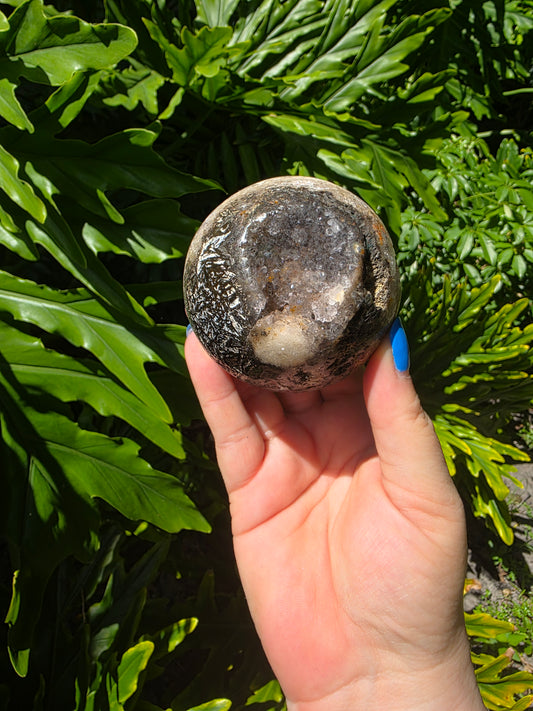Druzy Agate & Quartz Sphere • Brazil