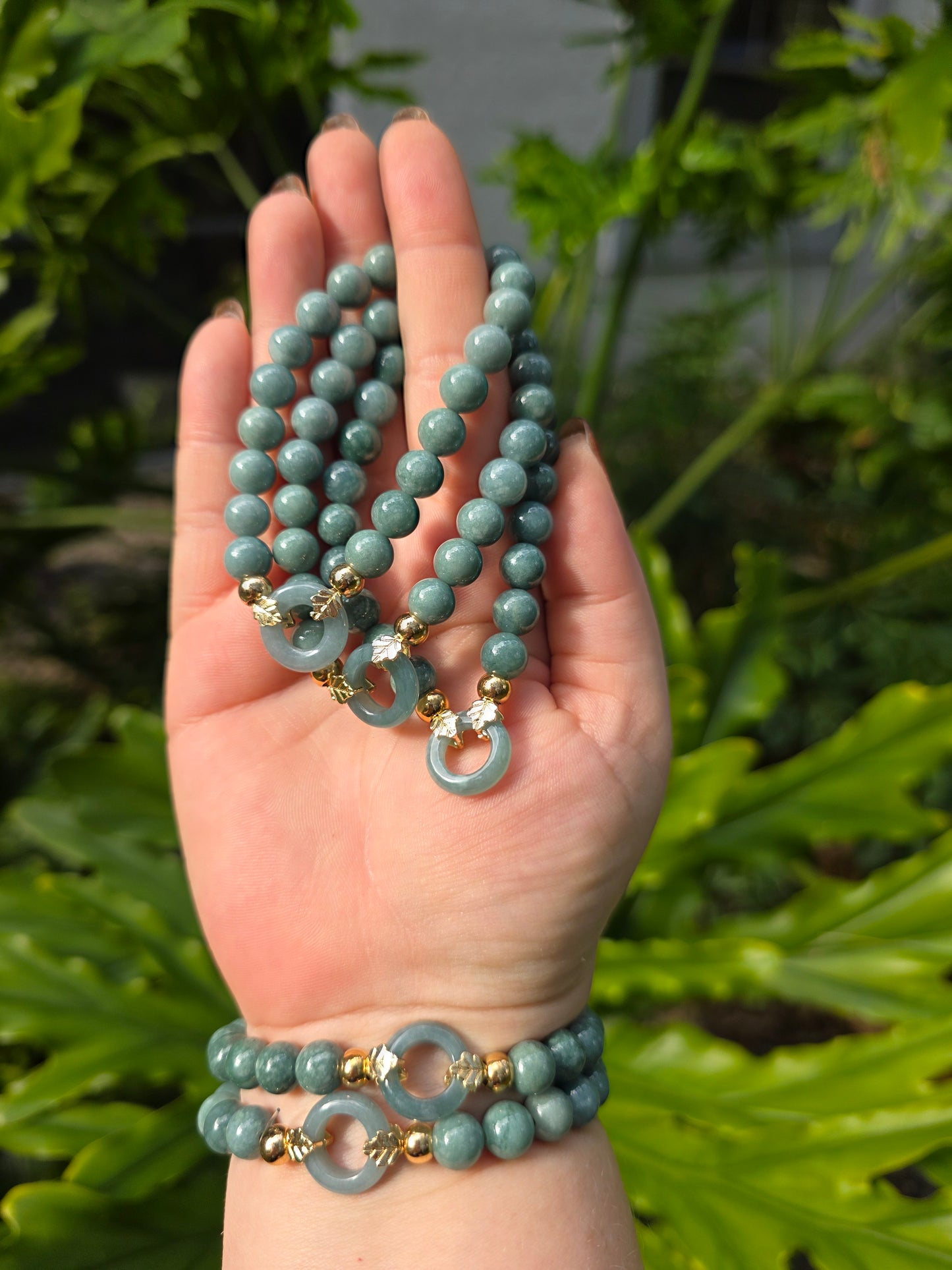 Light Blue Water Jade Donut Beaded Bracelet [8mm]