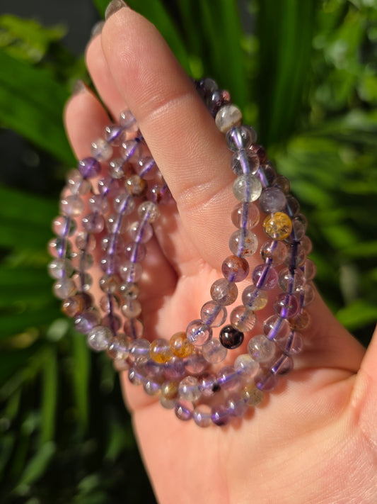 Purple Garden Quartz Beaded Bracelet • 6mm
