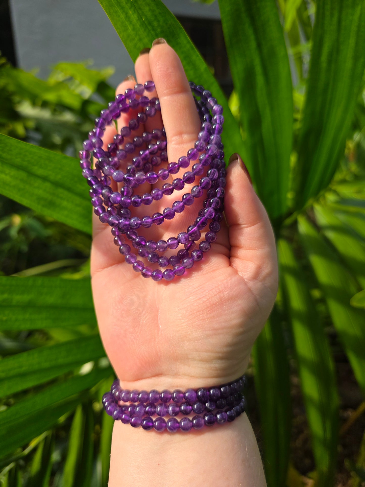 Amethyst 3-Circle Beaded Bracelet [6mm]