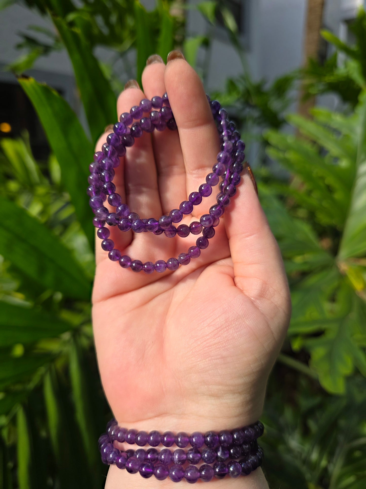 Amethyst 3-Circle Beaded Bracelet [6mm]
