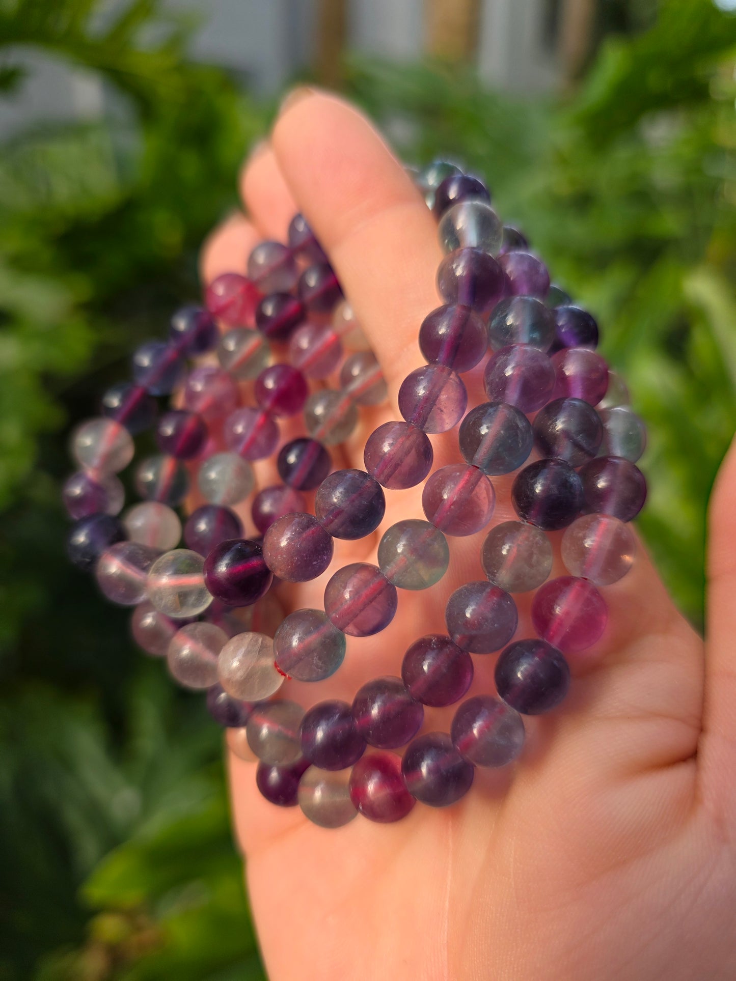 Purple Rainbow Fluorite Beaded Bracelet [8mm]