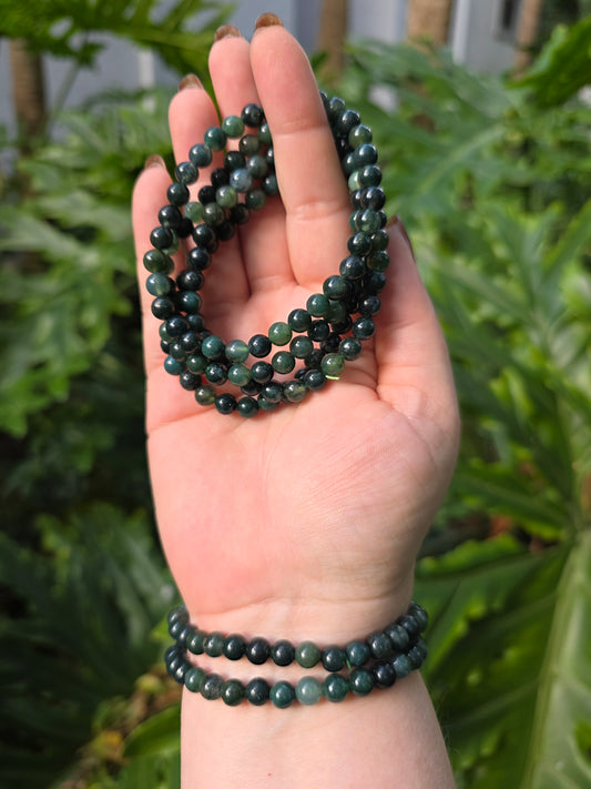 Rooted in Renewal – Moss Agate Bracelet [6mm]