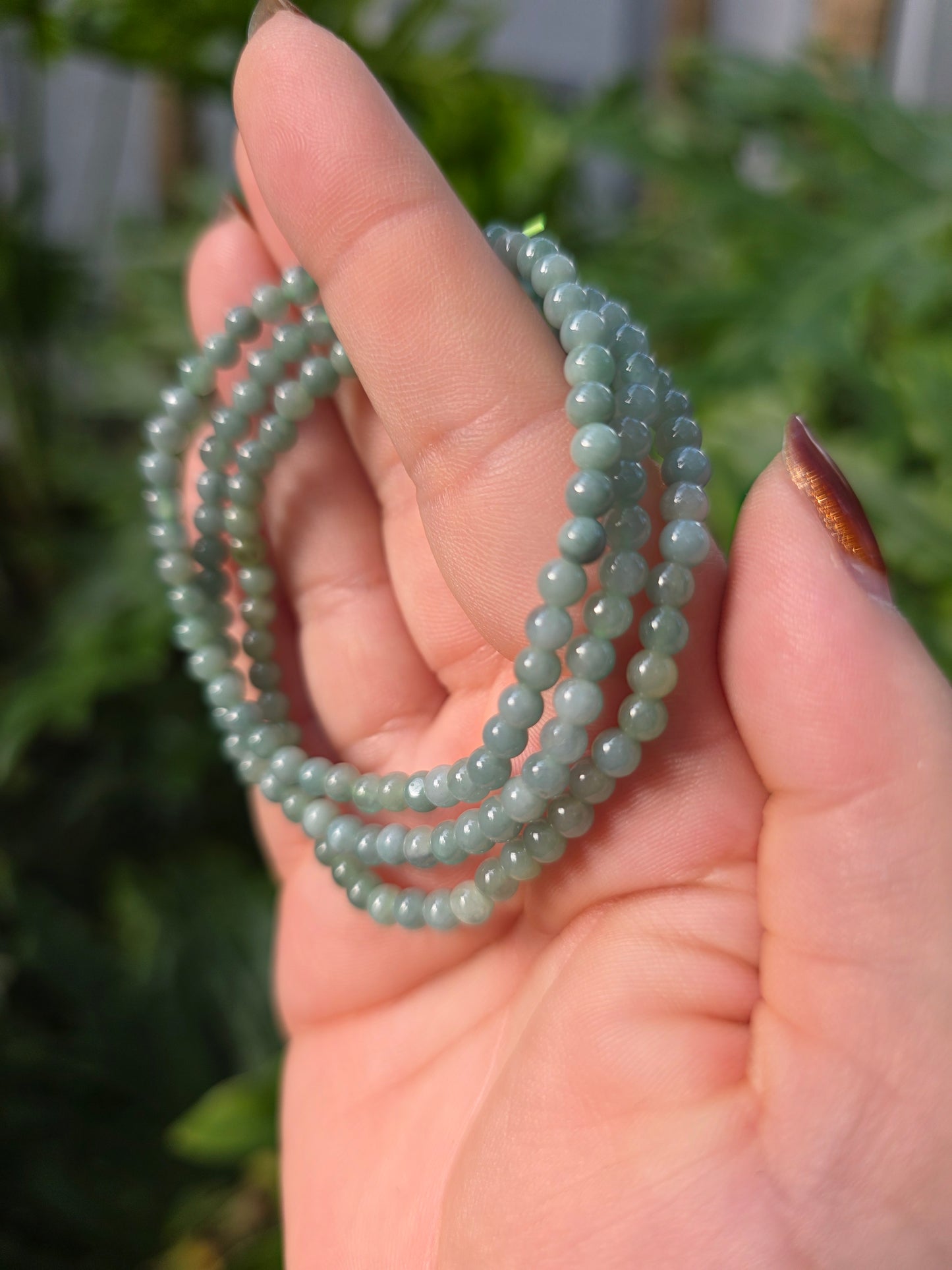 Blue Water Jade Beaded Bracelet [4mm]