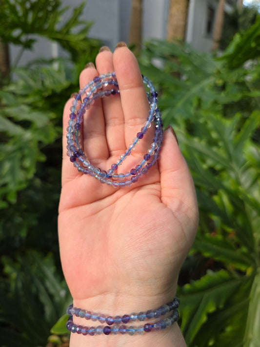 Rainbow Fluorite Faceted Beaded Bracelet [4mm]