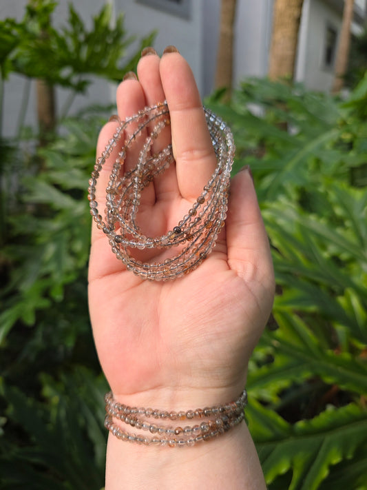 Smoky Garden Quartz Harmony 3-Circle Beaded Bracelet [4mm]