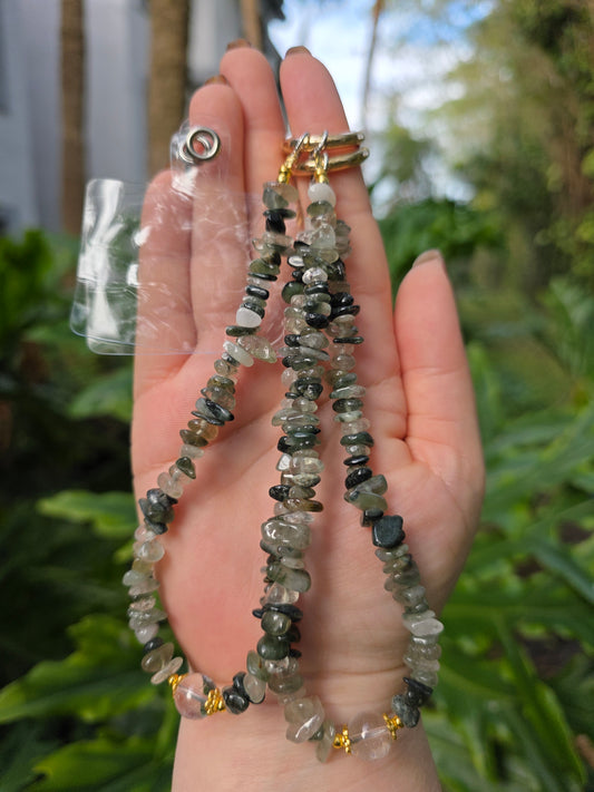 Green Hair Quartz Phone Chain