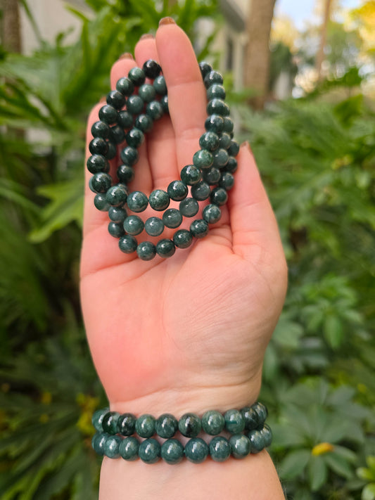 Blue Water Jade Beaded Bracelet [8mm]