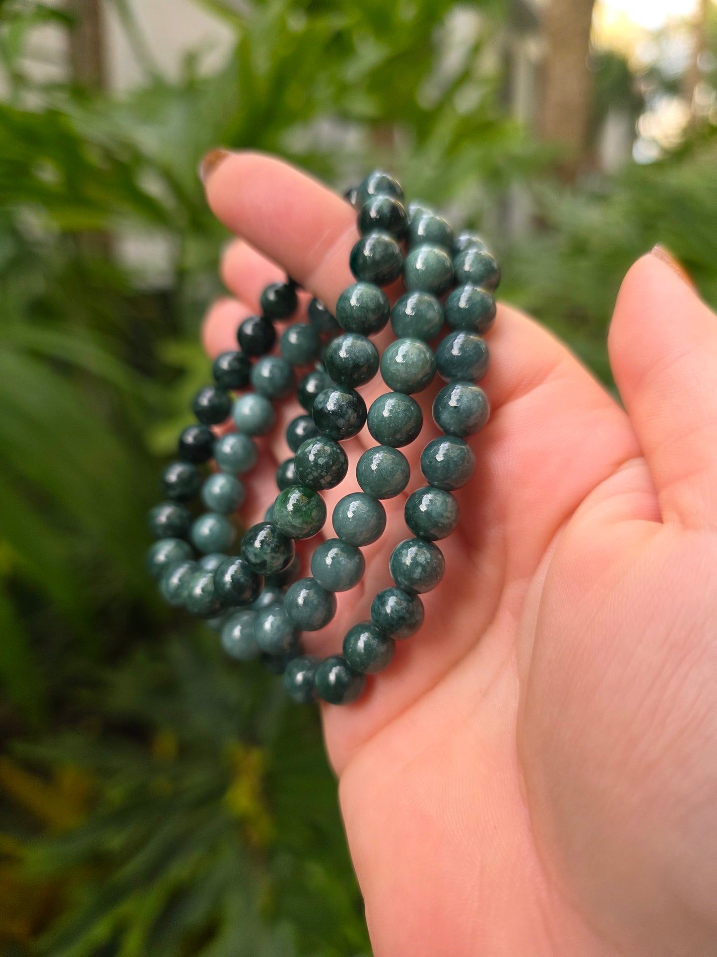 Blue Water Jade Beaded Bracelet [8mm]