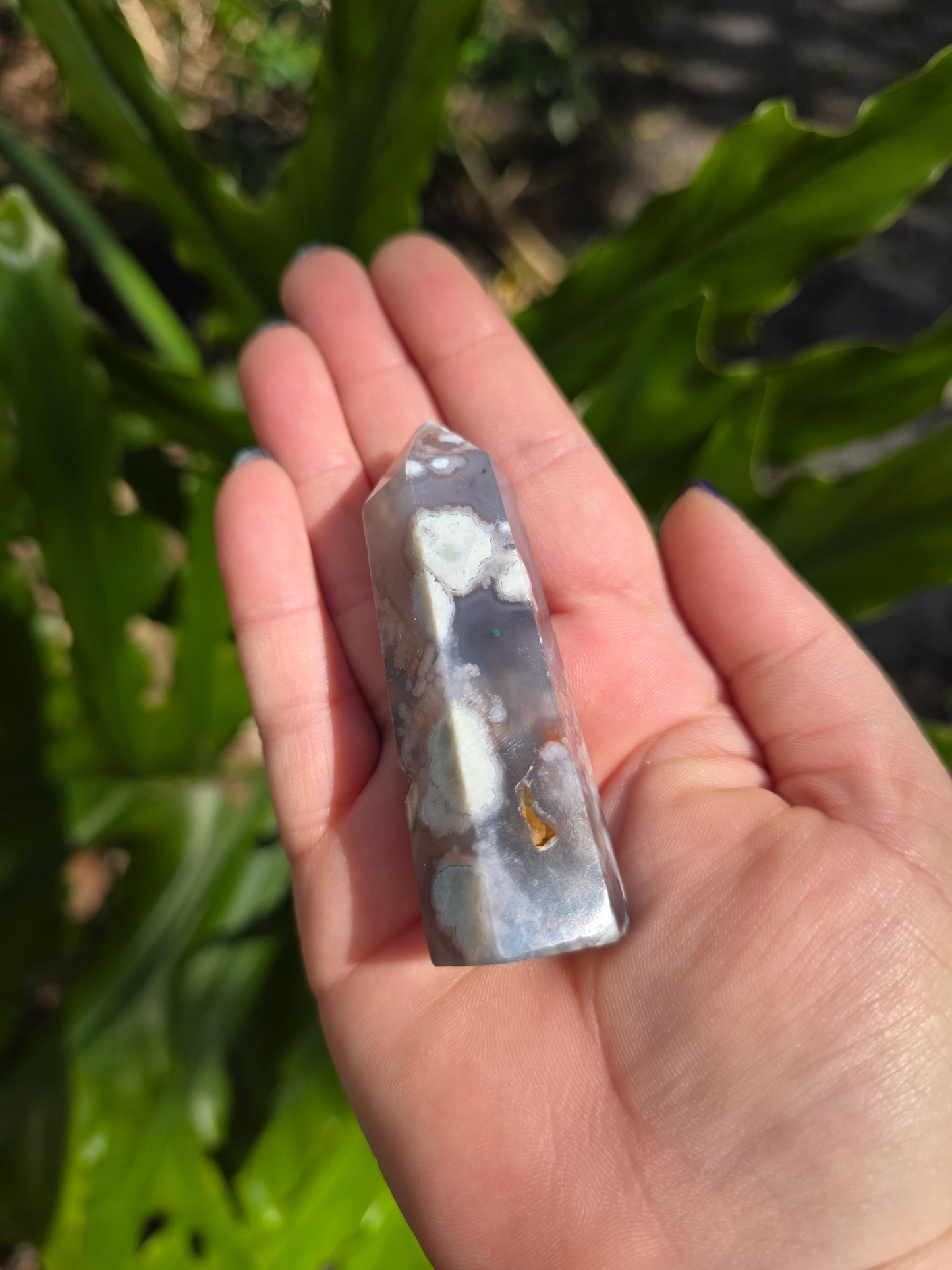 Black Flower Agate Tower • Option C