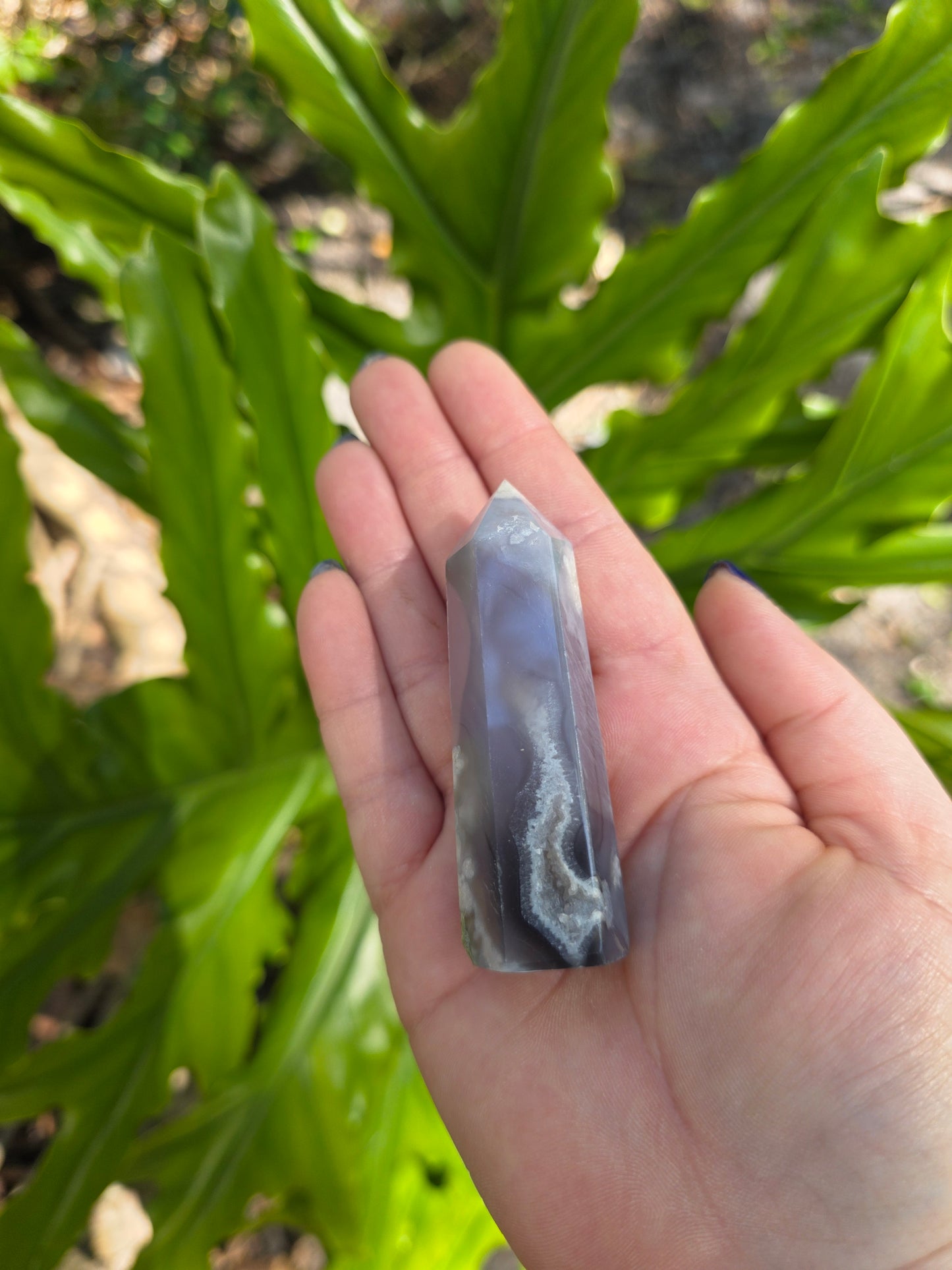 Black Flower Agate Tower • Option D