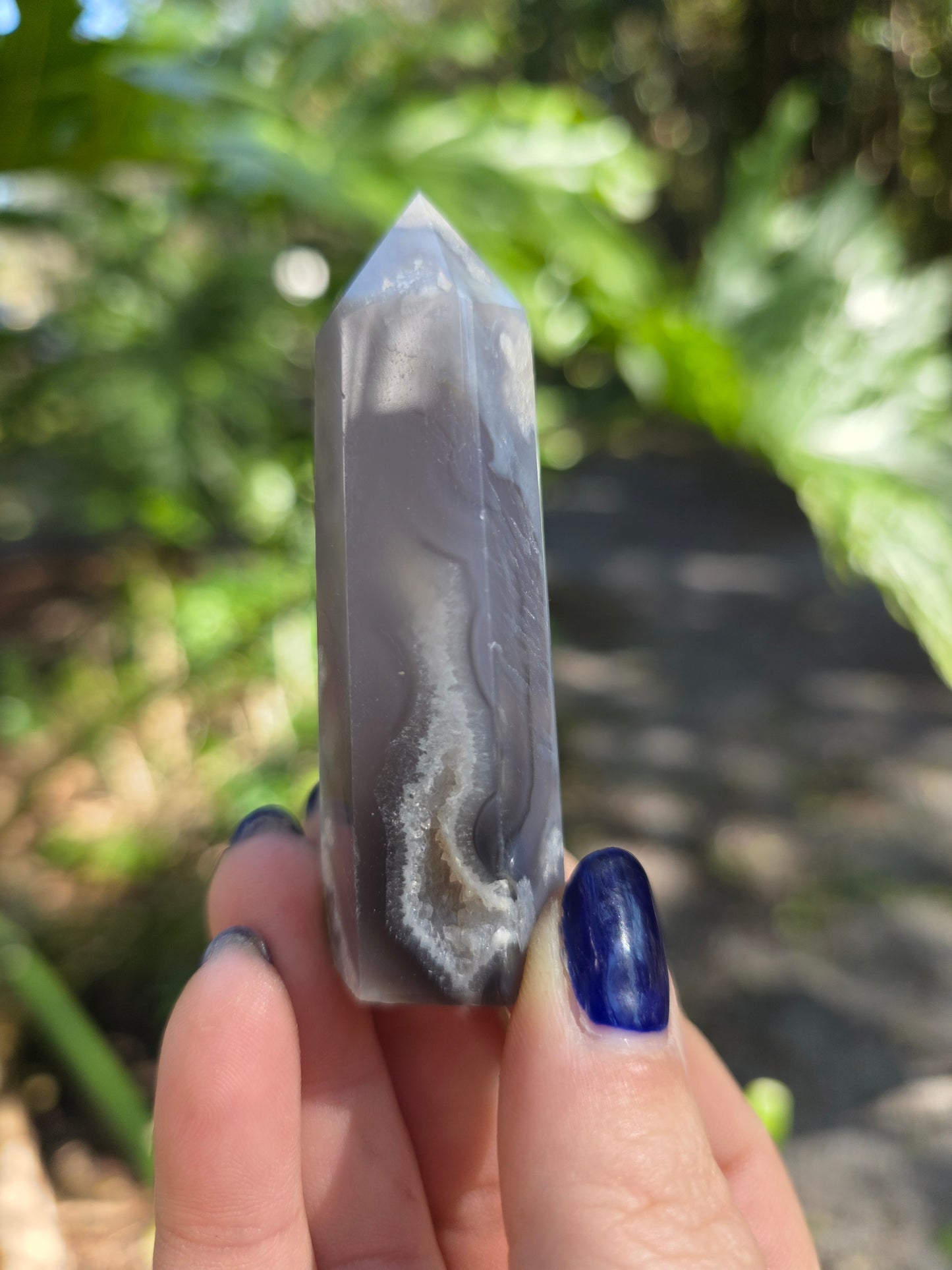 Black Flower Agate Tower • Option D