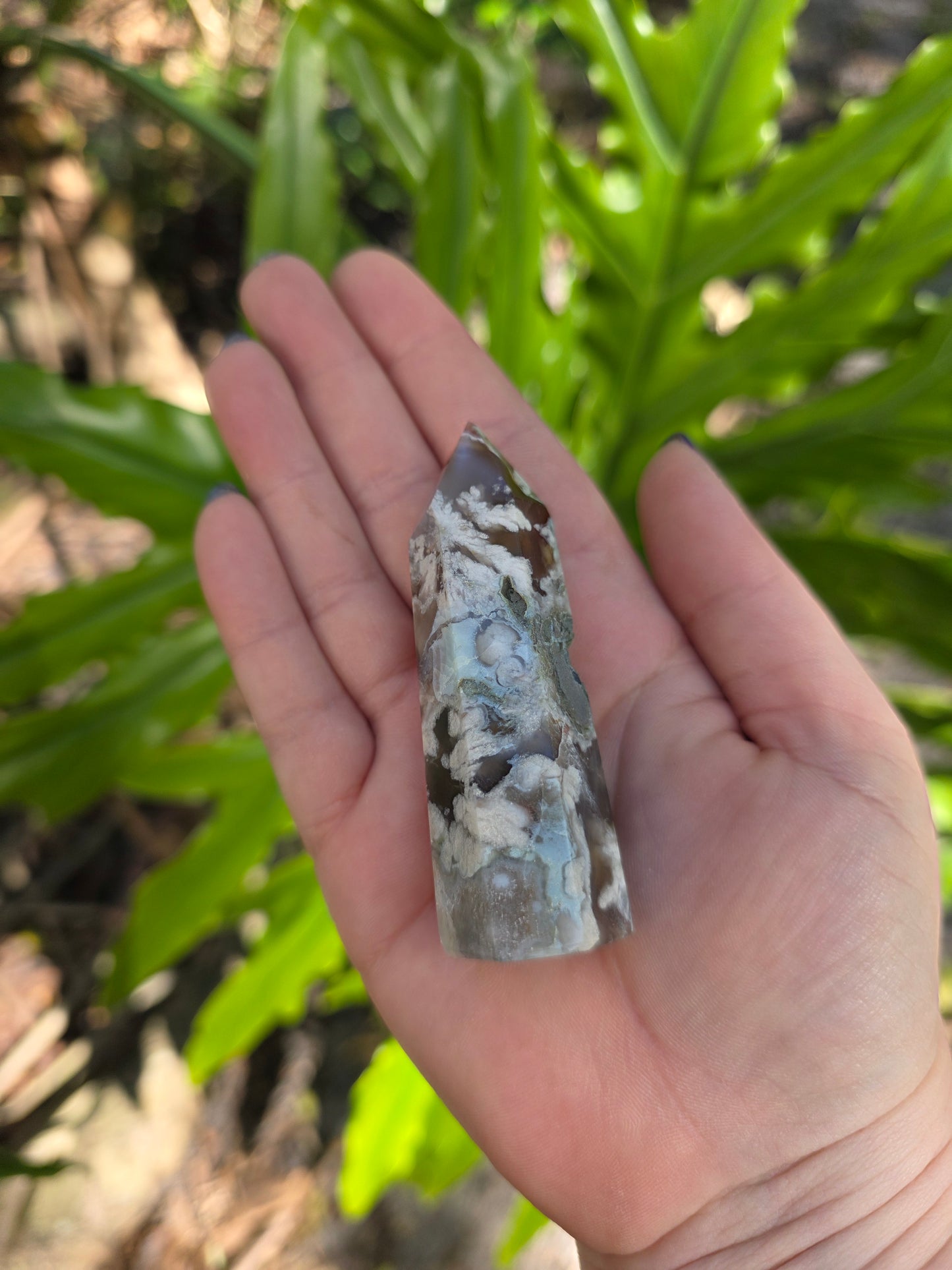 Black Flower Agate Tower • Option E