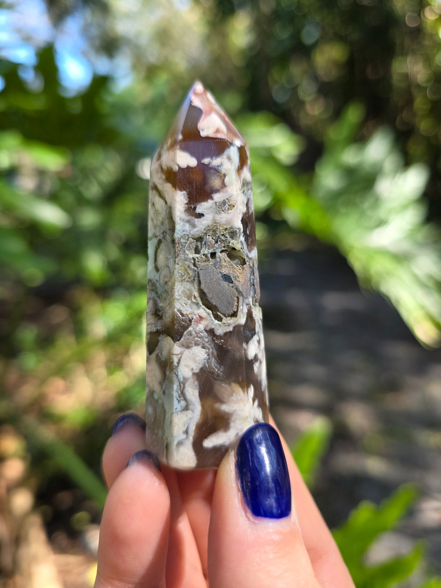 Black Flower Agate Tower • Option E