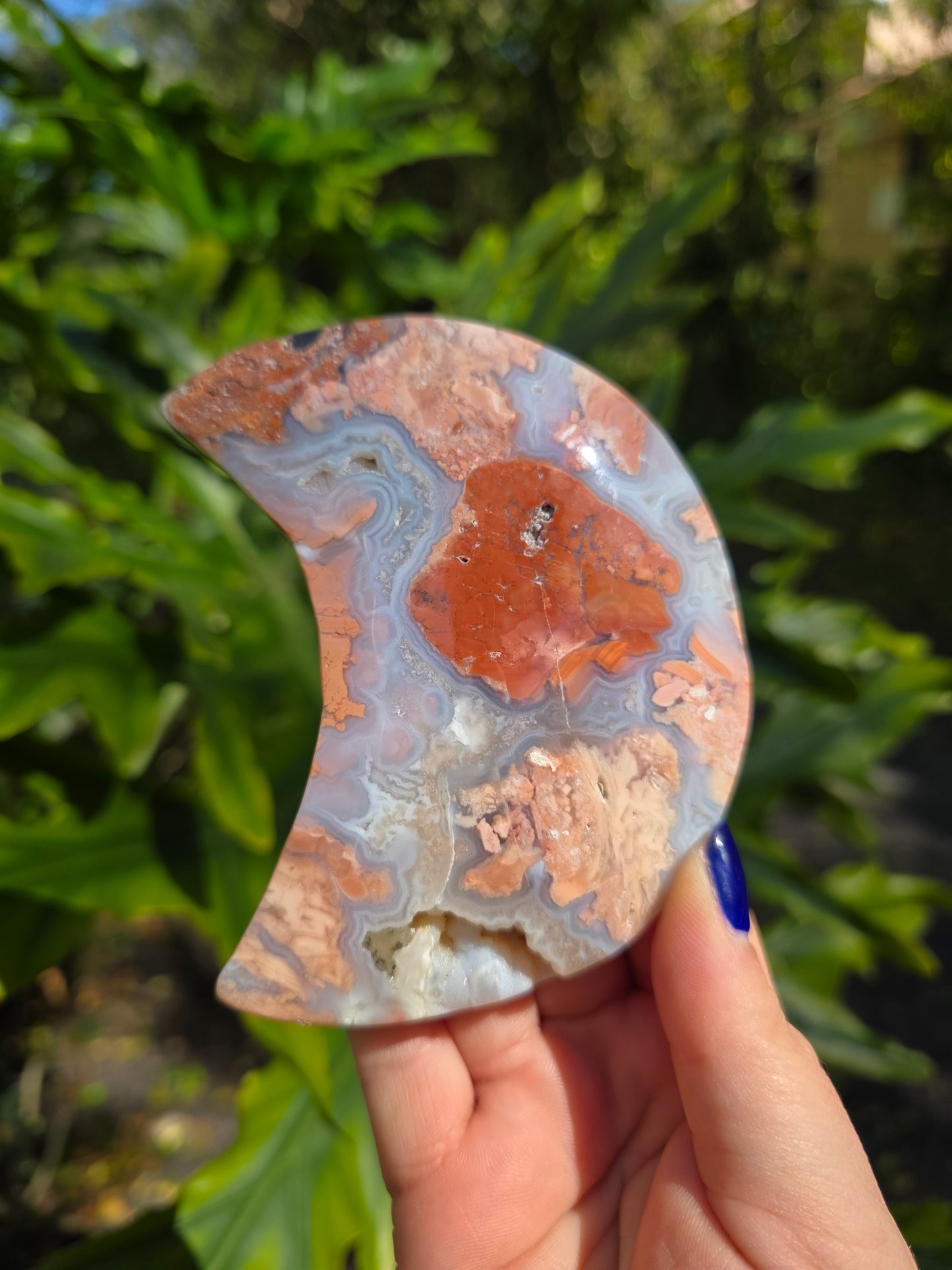 Cotton Candy Agate Crescent Moon • Option A