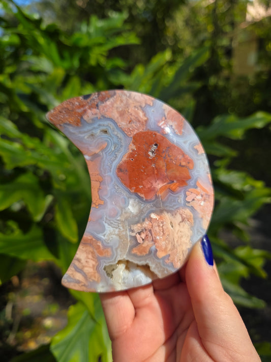 Cotton Candy Agate Crescent Moon • Option A