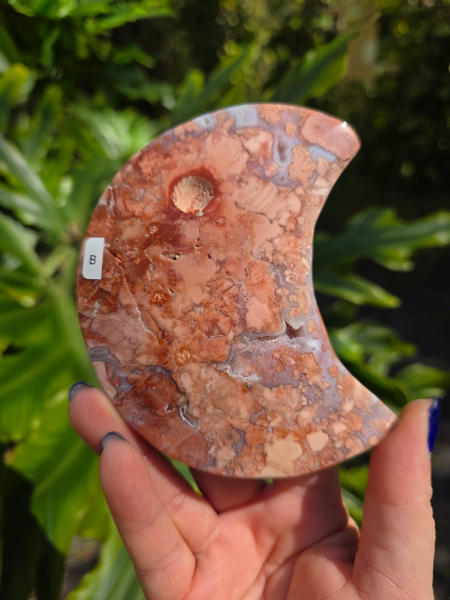 Cotton Candy Agate Crescent Moon • Option B