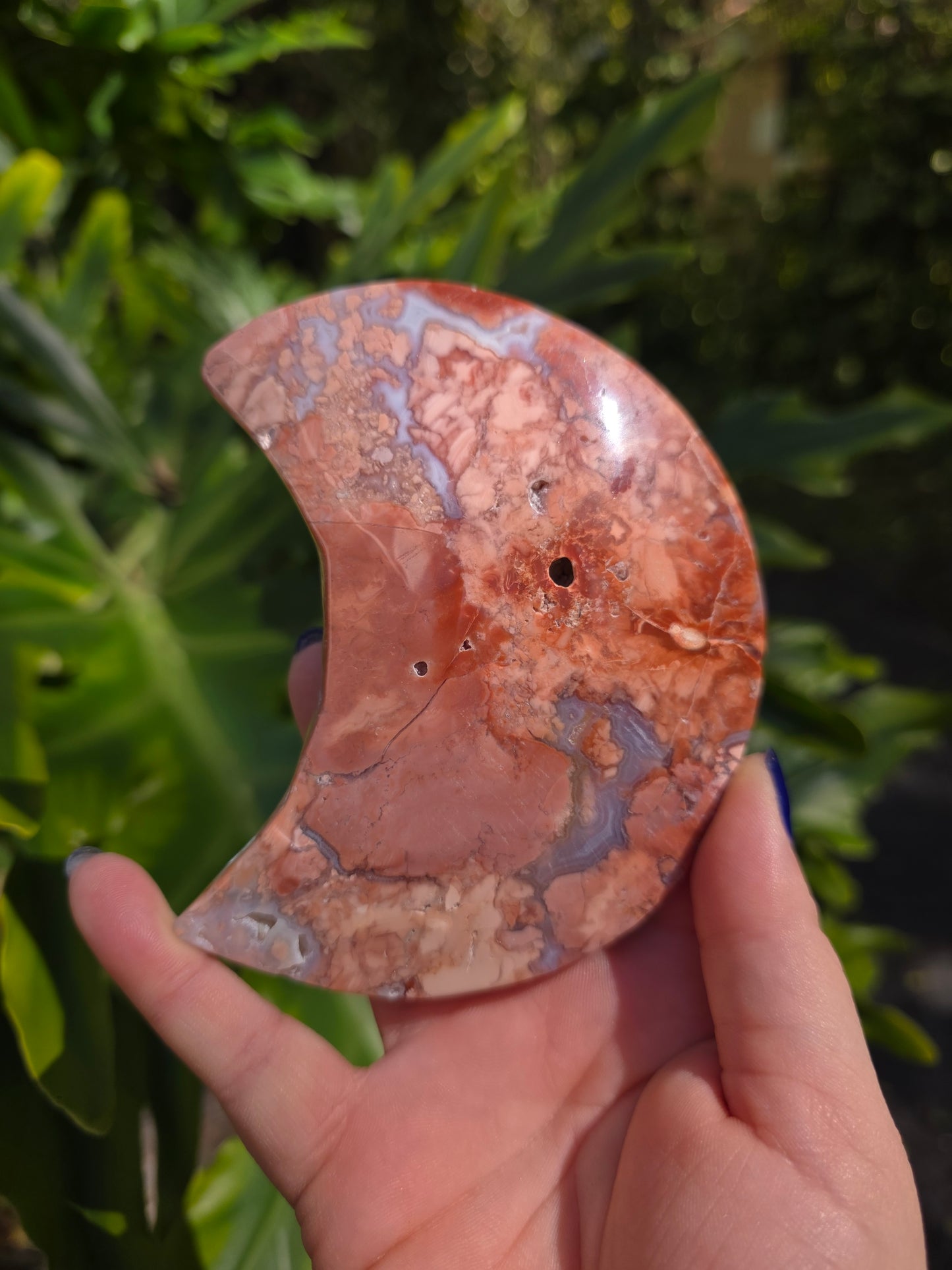 Cotton Candy Agate Crescent Moon • Option B