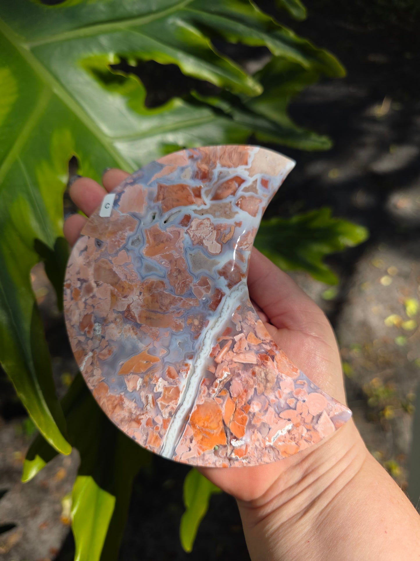Cotton Candy Agate Crescent Moon • Option C