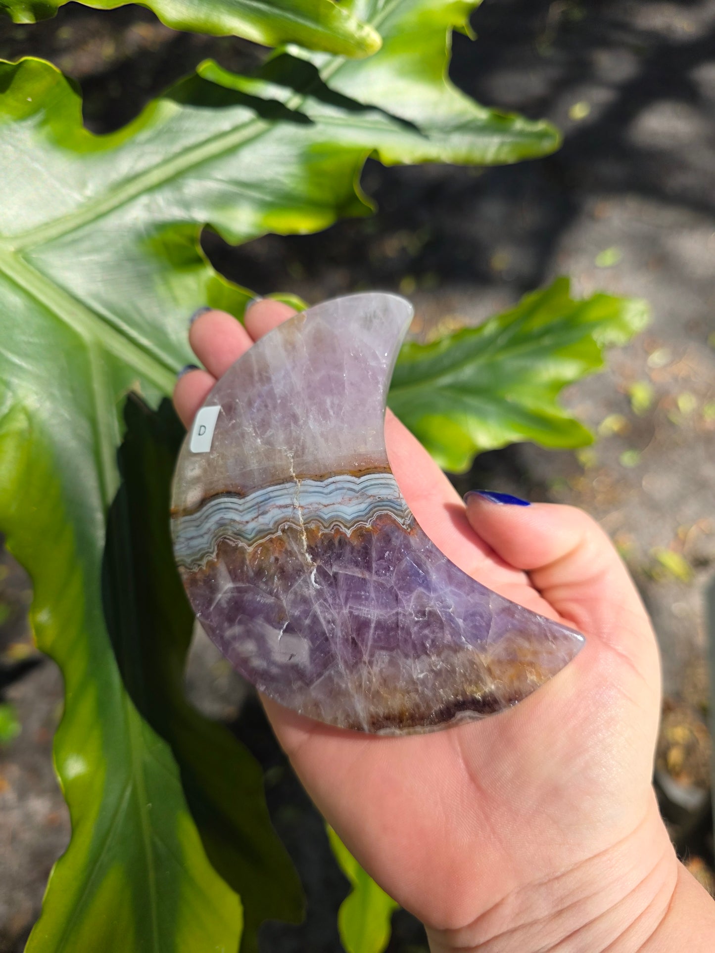 Amethyst Lace Agate Crescent Moon