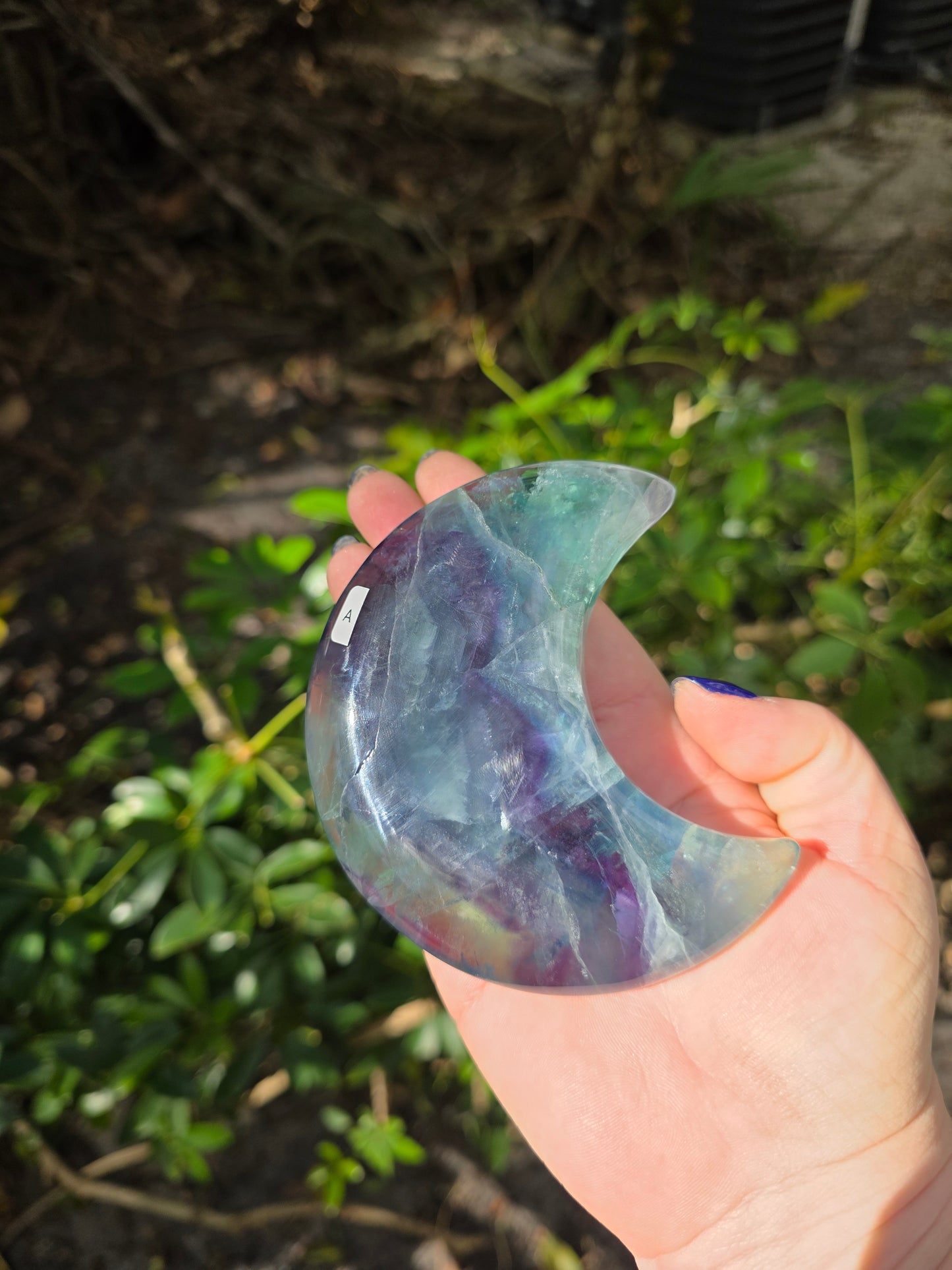 Rainbow Fluorite Crescent Moon • Option A