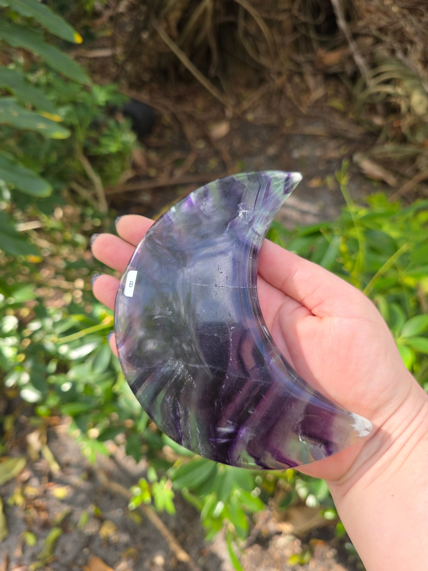 Rainbow Fluorite Crescent Moon • Option B