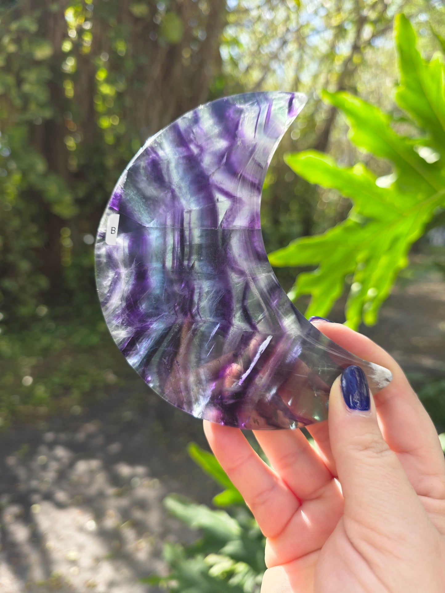 Rainbow Fluorite Crescent Moon • Option B