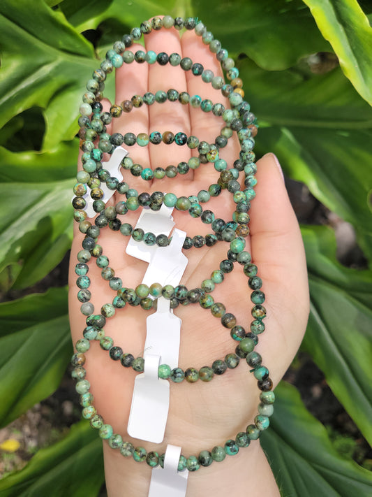 African Turquoise Beaded Bracelet (4mm)