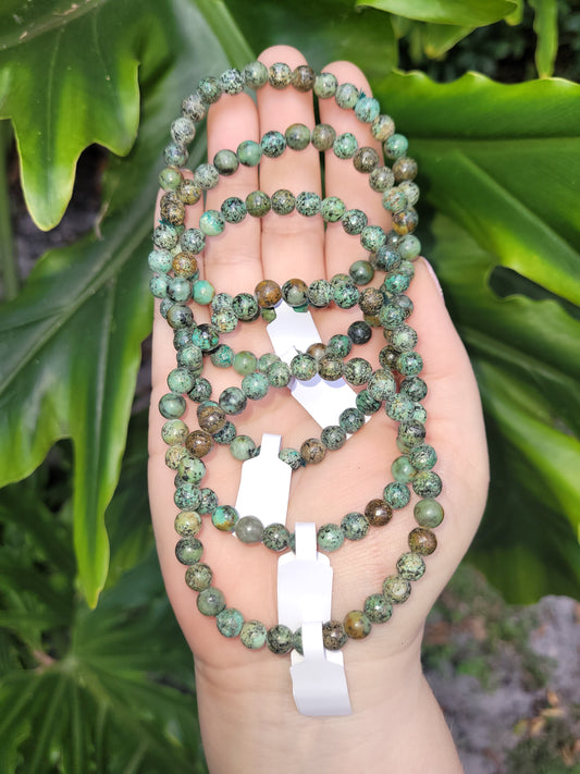 African Turquoise Beaded Bracelet (6mm)