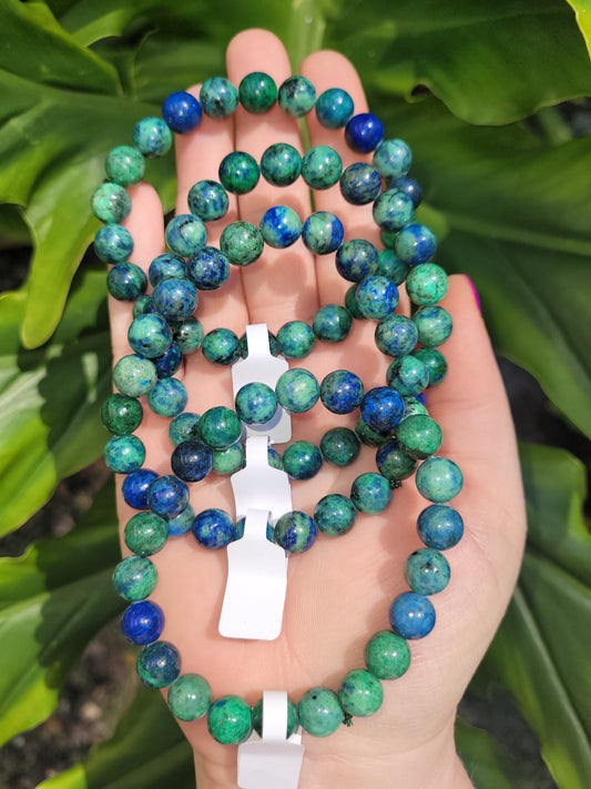 Azurite and Malachite Beaded Bracelet (8mm)