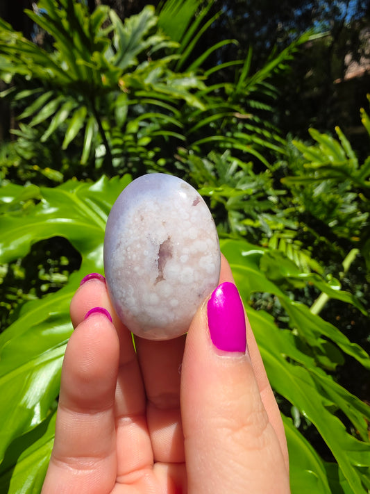 Blue Flower Agate Palm Stone [A]