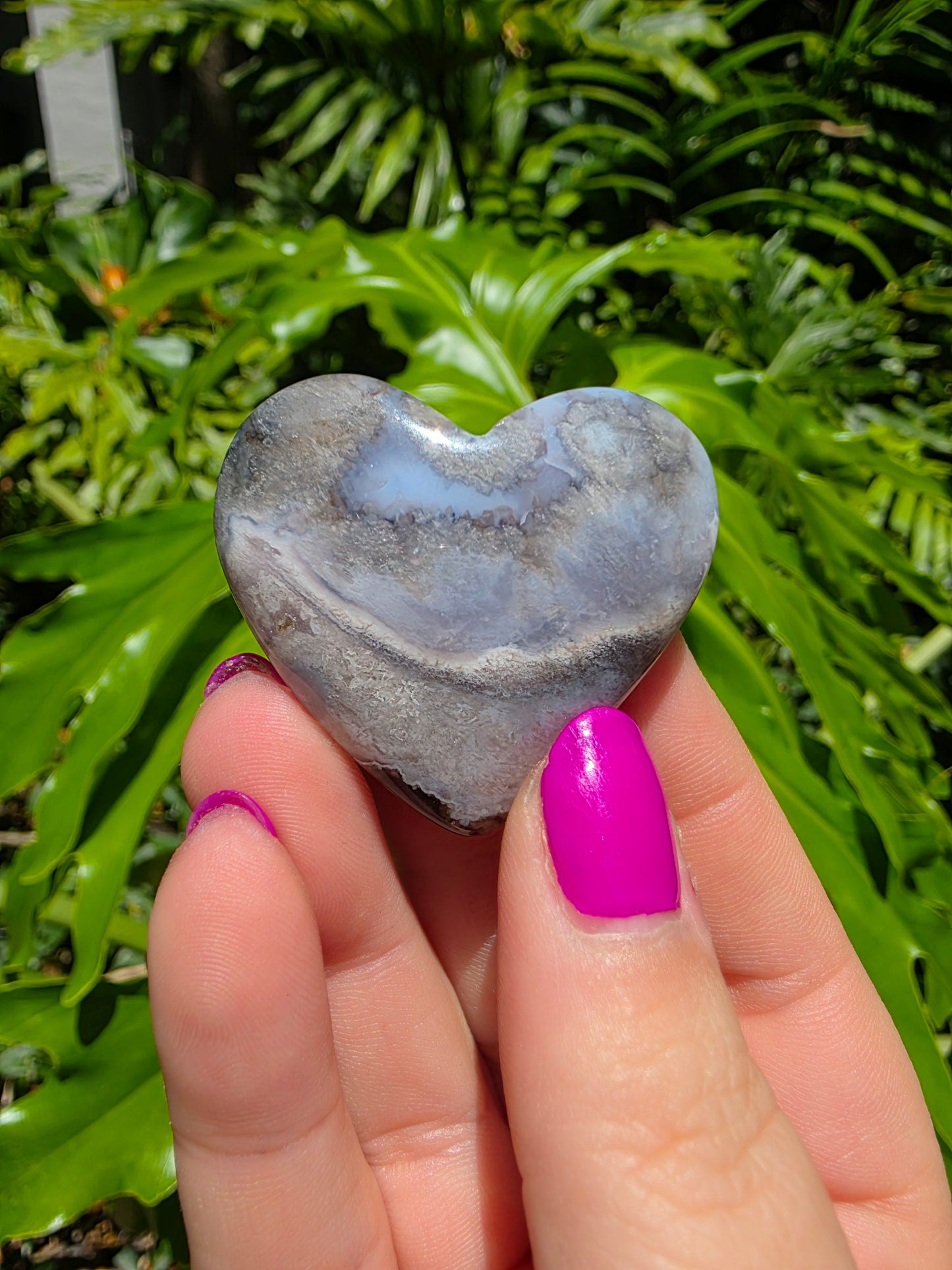 Blue Flower Agate Heart [A]